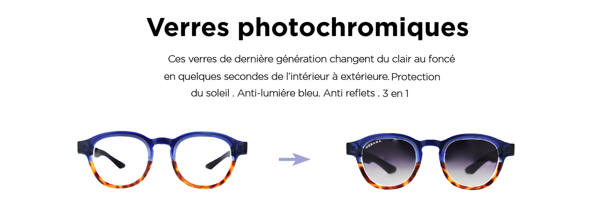Verres photochromiques — du clair au foncé